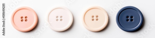 Four buttons in soft pastel colors arranged in a row, showcasing a minimalist design and subtle elegance.