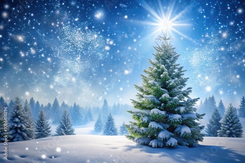 Wallpaper Mural Pine tree in a winter wonderland scene with snowflakes gently falling around it, peaceful, winter Torontodigital.ca