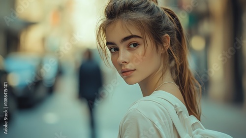 Portrait of a Young Woman in the City