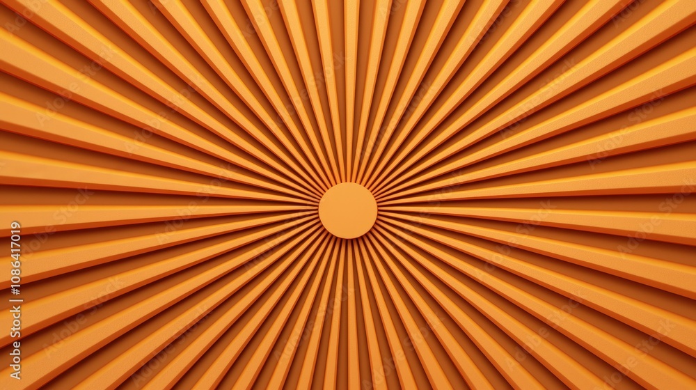 Fototapeta premium Abstract Orange Sunburst Pattern 3D Render Radiating Lines Background Texture