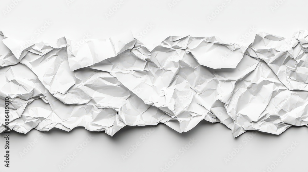 Obraz premium Crumpled White Paper Texture Background Abstract Design Element