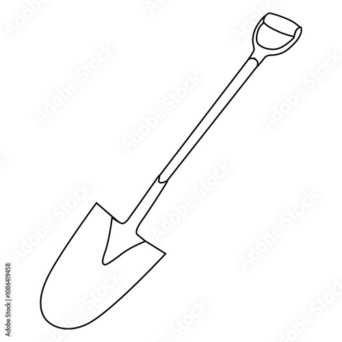 shovel line vector illustration