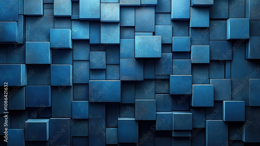 3D render of blue cubes arranged in the shape of an abstract background 3D render of blue cubes arranged in the shape of an abstract background