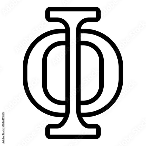 Phi symbol outline icon