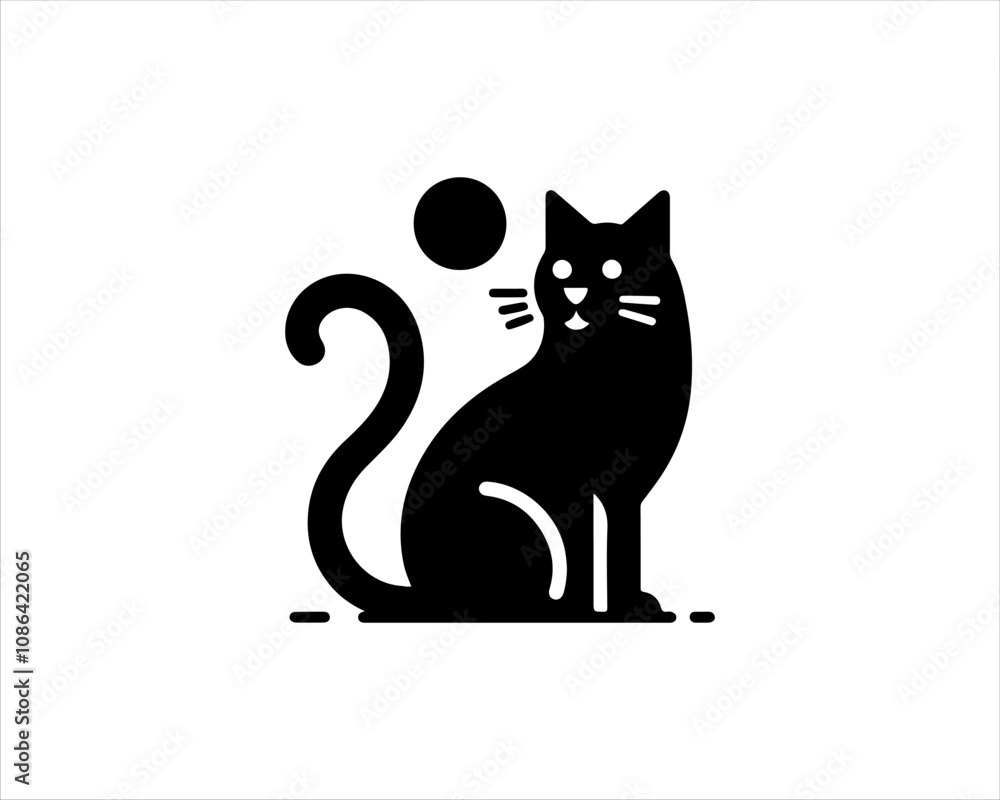 Black silhouette cat vector, Cat silhouette icon illustration. Black silhouette cat vector, Cat silhouette icon illustration.