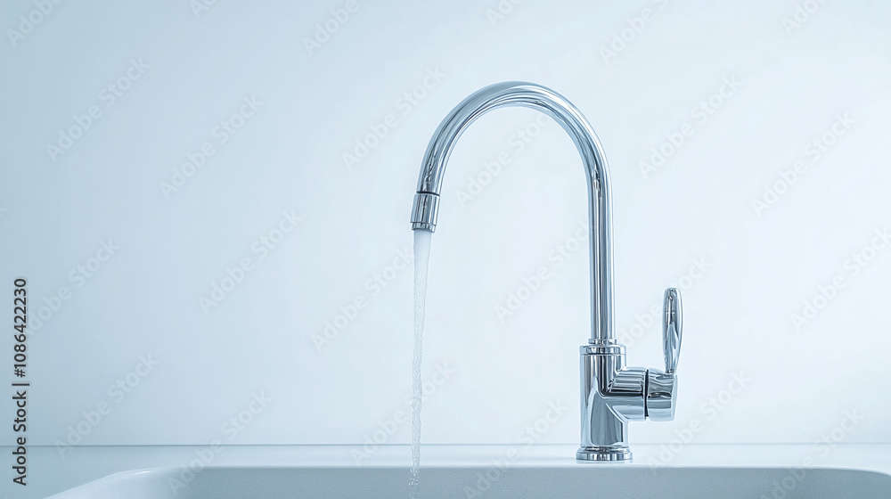 A water tap with a built-in filtration system, isolated on white to emphasize its sleek and practical design A water tap with a built-in filtration system, isolated on white to emphasize its sleek and practical design