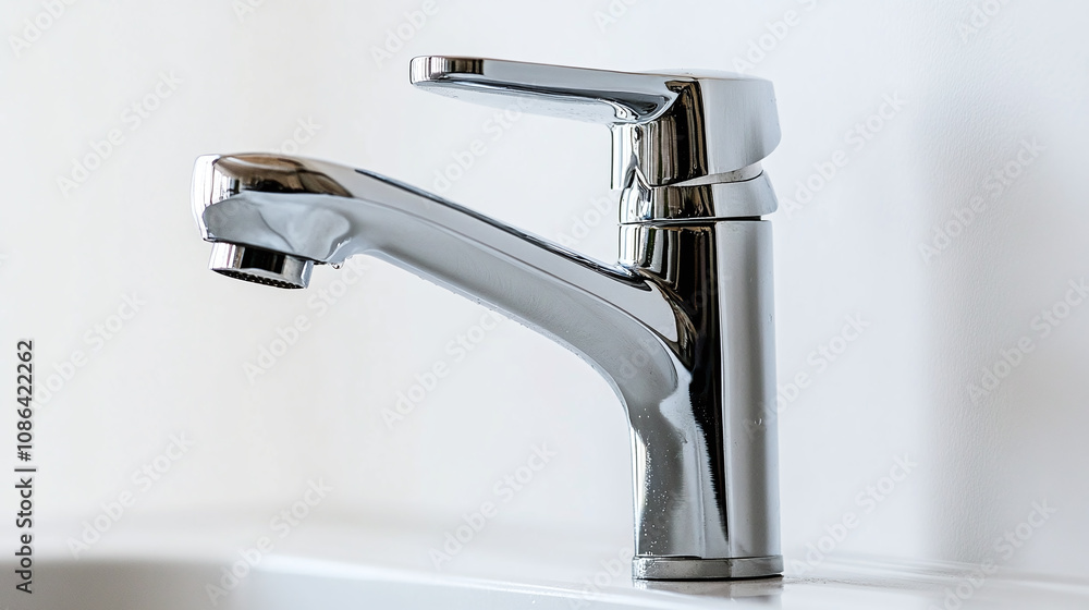 A water tap with a built-in filtration system, isolated on white to emphasize its sleek and practical design