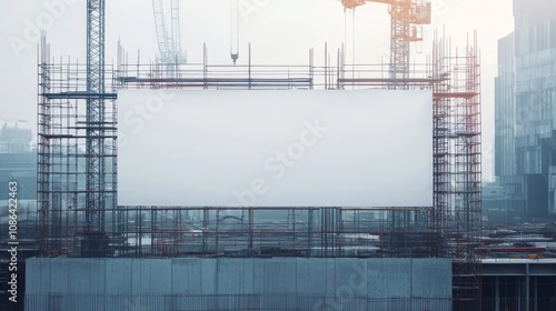 Construction Site with Blank Billboard