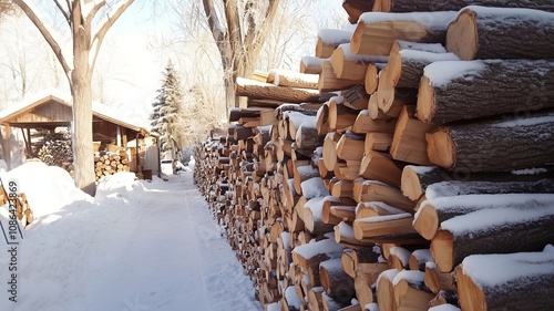 stack of firewood with sow cover photo