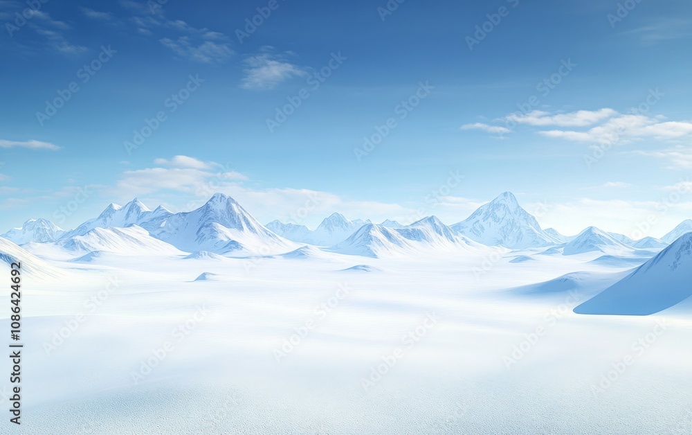 A serene snowy landscape with distant mountain under a clear blue sky. A serene snowy landscape with distant mountain under a clear blue sky.