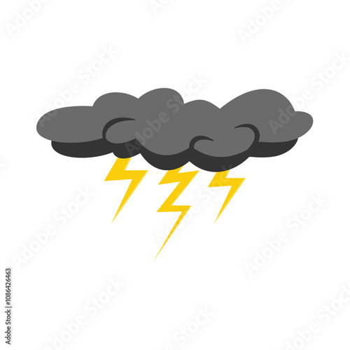 Cloud rain thunderstorm bad weather icon isolated on white background. Illustration