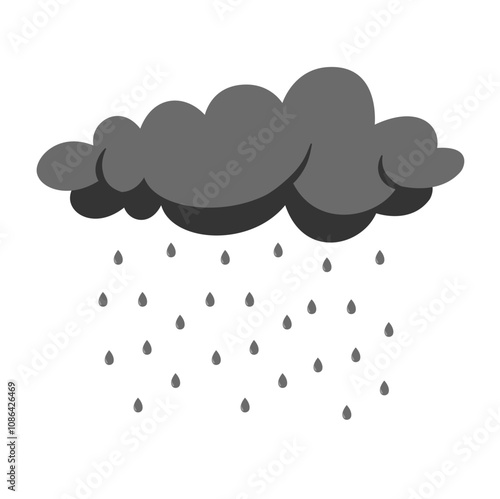 Cloud rain thunderstorm bad weather icon isolated on white background. Illustration