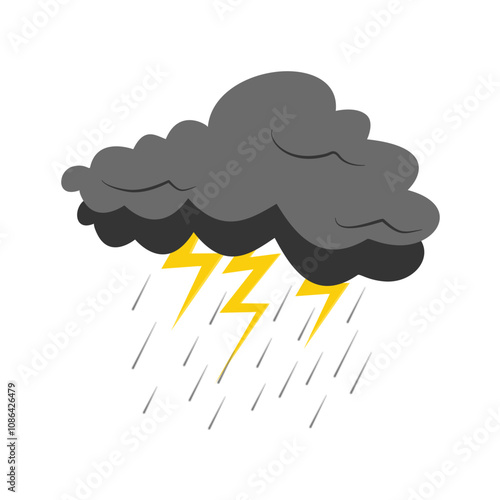 Cloud rain thunderstorm bad weather icon isolated on white background. Illustration