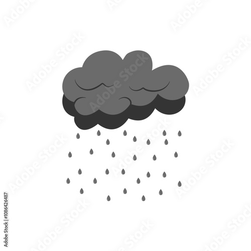 Cloud rain thunderstorm bad weather icon isolated on white background. Illustration