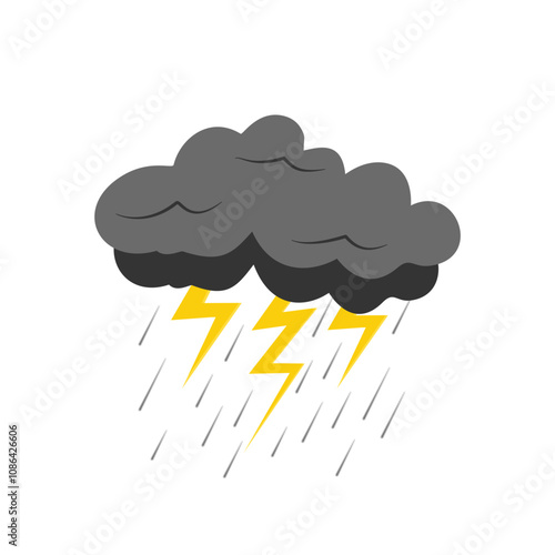 Cloud rain thunderstorm bad weather icon isolated on white background. Illustration