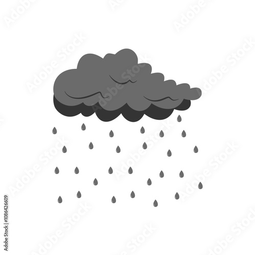 Cloud rain thunderstorm bad weather icon isolated on white background. Illustration