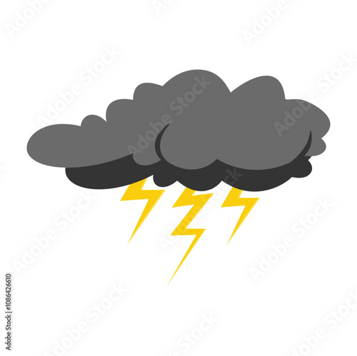 Cloud rain thunderstorm bad weather icon isolated on white background. Illustration