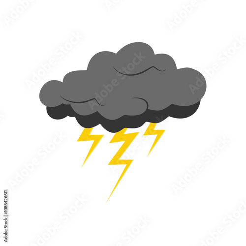 Cloud rain thunderstorm bad weather icon isolated on white background. Illustration