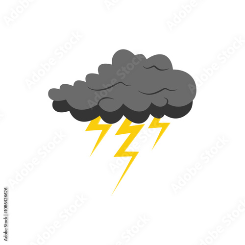 Cloud rain thunderstorm bad weather icon isolated on white background. Illustration