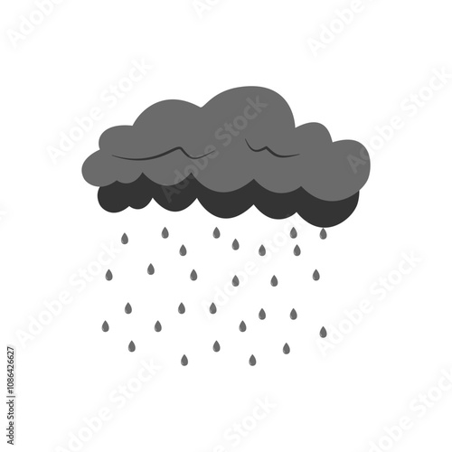 Cloud rain thunderstorm bad weather icon isolated on white background. Illustration