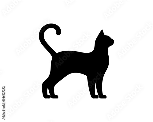 Canvas Print Black silhouette cat vector, Cat silhouette icon illustration.