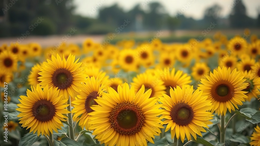 Fototapeta premium Freshly picked sunflowers in a field, wildflowers, , sunflower fields