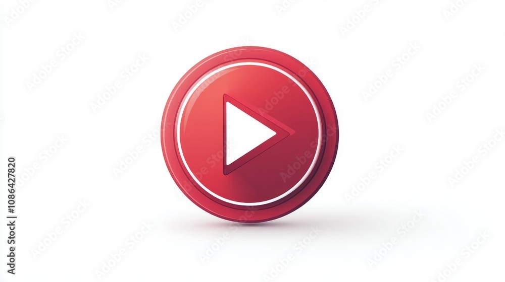 3D red play button isolated on white background. 3D red play button isolated on white background.