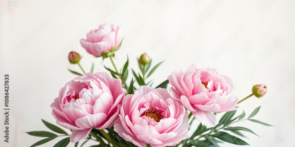 Gentle pink peony flower arrangement in a loose and airy abstract floral background, feminine decor, pink peonies, soft pink hue Gentle pink peony flower arrangement in a loose and airy abstract floral background, feminine decor, pink peonies, soft pink hue