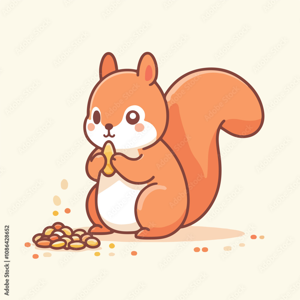 vector image of a cute squirrel eating acorns vector image of a cute squirrel eating acorns