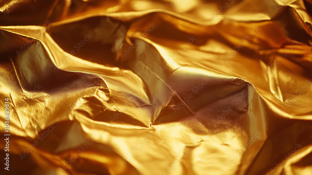 Background, high-resolution gold foil texture, rich metallic luster with natural folds