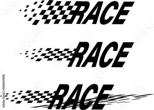 Sport flag different lines set. Race line car sport race logo for racing championship.