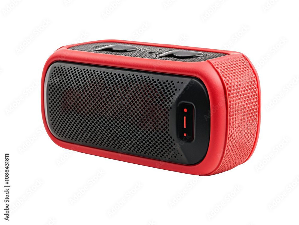 Outdoor waterproof Bluetooth speaker with durable casing, isolated. Outdoor waterproof Bluetooth speaker with durable casing, isolated.