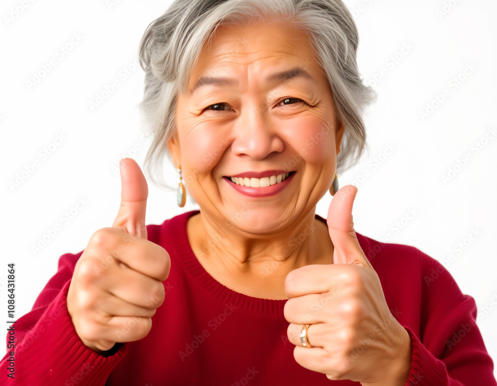 Portrait of happy senior asian man gesture hand showing thumb up Portrait of happy senior asian man gesture hand showing thumb up