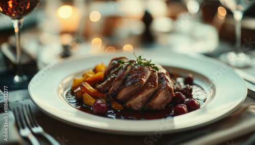 Roasted Duck Breast in Fine Dining Restaurant