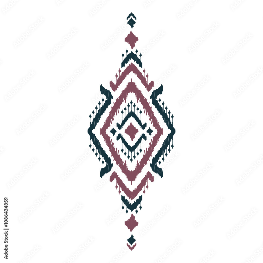 Obraz premium Ethnic Ikat pattern art. American, Mexican style. White background. Aztec tribal ornament print. Design for fabric, clothing, textile, logo, symbol.