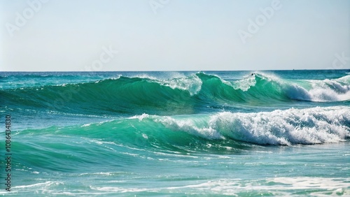 Waves in shades of emerald green and sapphire blue, natural beauty, sapphire blue, emerald green, aquatic, ocean waves