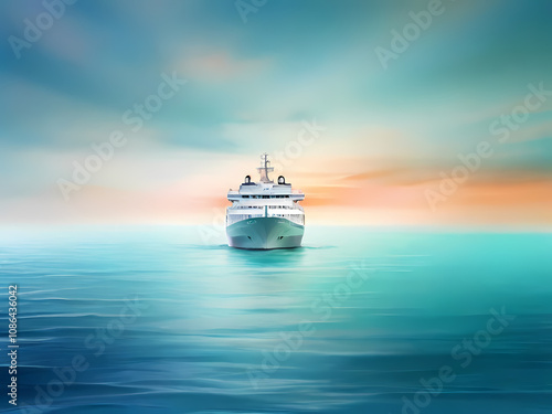 baground abstract sea colors blur with little modern ship