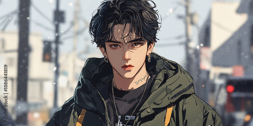 anime male. Anime Man in City anime male. Anime Man in City