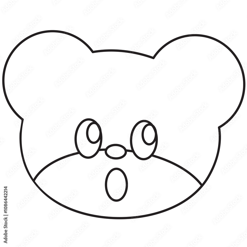 Outline of teddy bear shocking face for kid colouring book, art, painting, animal, tattoo, zoo, souvenir, cartoon character, comic, mascot, emoji, expression, emotion, emoticon, sketch Outline of teddy bear shocking face for kid colouring book, art, painting, animal, tattoo, zoo, souvenir, cartoon character, comic, mascot, emoji, expression, emotion, emoticon, sketch