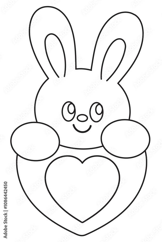 Bunny and heart outline for kid colouring book, art, painting, animal print, tattoo, zoo, souvenir shop, rabbit cartoon, character, comic, mascot, standee, colouring page, amusement park, happy easter Bunny and heart outline for kid colouring book, art, painting, animal print, tattoo, zoo, souvenir shop, rabbit cartoon, character, comic, mascot, standee, colouring page, amusement park, happy easter