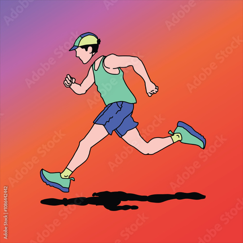 A Dynamic Illustration Capturing the Speed and Spirit of Trail Running to Inspire Outdoor Enthusiasm and Promote Active Lifestyles in Advertising Campaigns