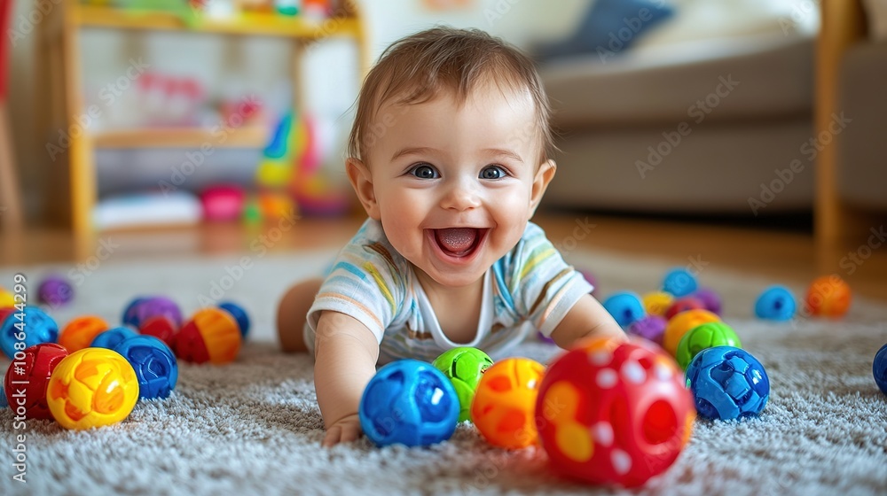 baby boy happily crawling towards his favorite toy, showing determination and joy as he moves across the floor baby boy happily crawling towards his favorite toy, showing determination and joy as he moves across the floor