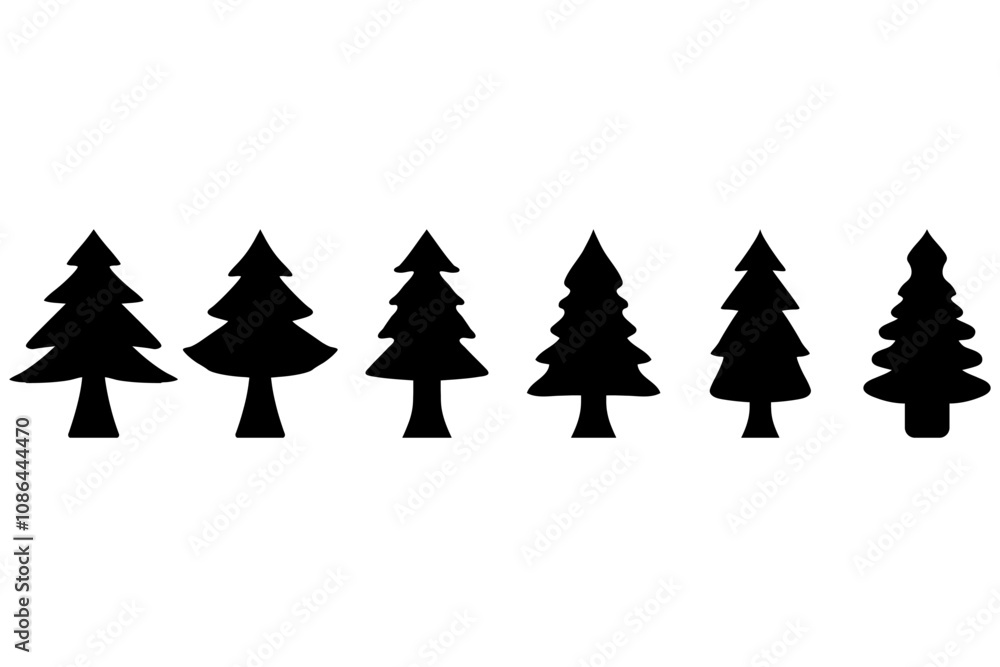 Fototapeta premium Simple Christmas Tree Illustration Design Set