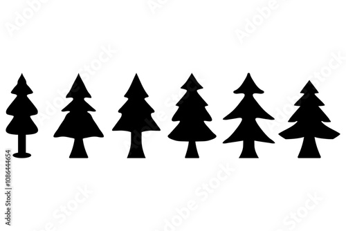 Simple Christmas Tree Illustration Design Set