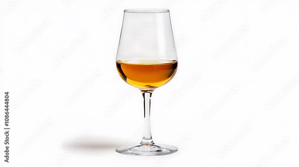 Glass of Amber Liquid Against a White Background Glass of Amber Liquid Against a White Background
