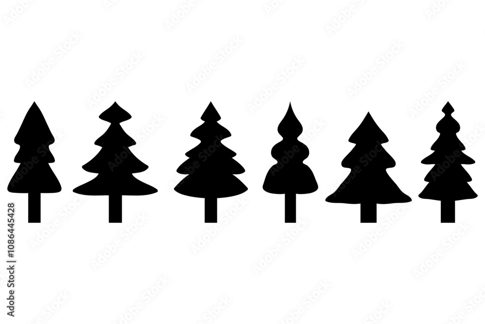 Fototapeta premium Simple Christmas Tree Illustration Design Set