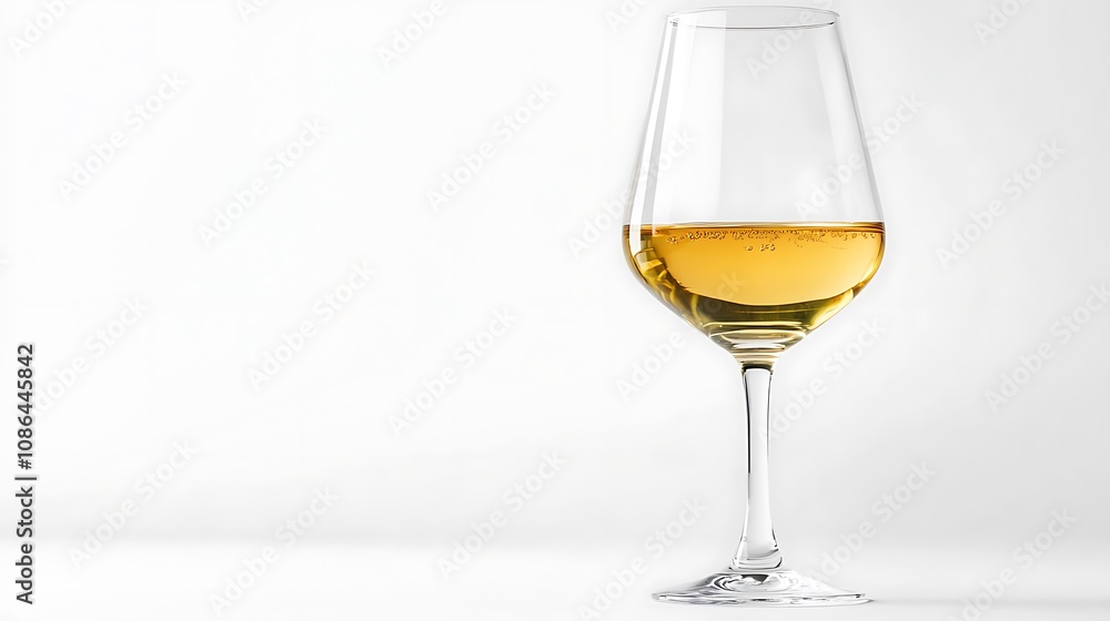 Glass of White Wine on a White Background Glass of White Wine on a White Background