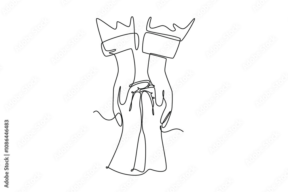 Doctor and patient. Single line draw design vector graphic illustration. Doctor and patient. Single line draw design vector graphic illustration.