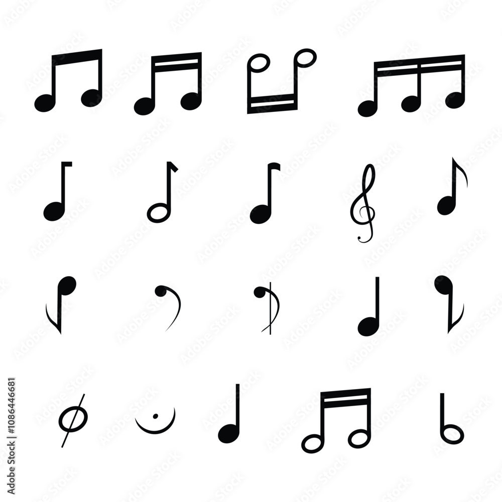 Fototapeta premium Music Notes icon and symbol Set Vector art