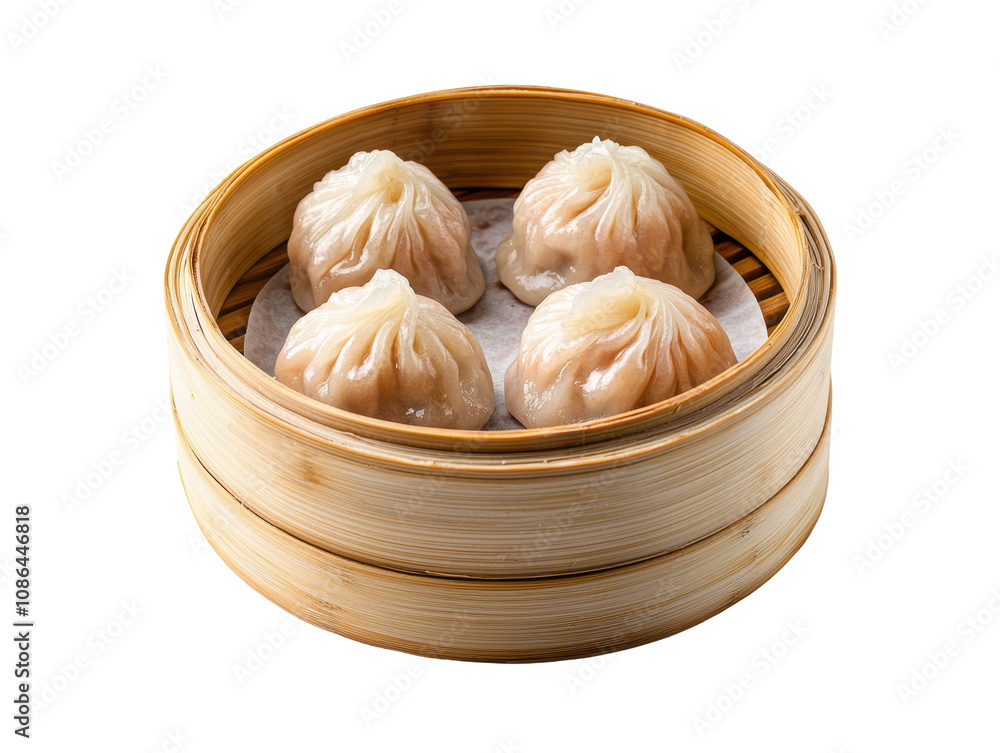 Delicious dumplings served in a traditional bamboo steamer, perfect for dim sum enthusiasts. Delicious dumplings served in a traditional bamboo steamer, perfect for dim sum enthusiasts.